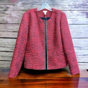 Chico's Red and Black Tweed Blazer
